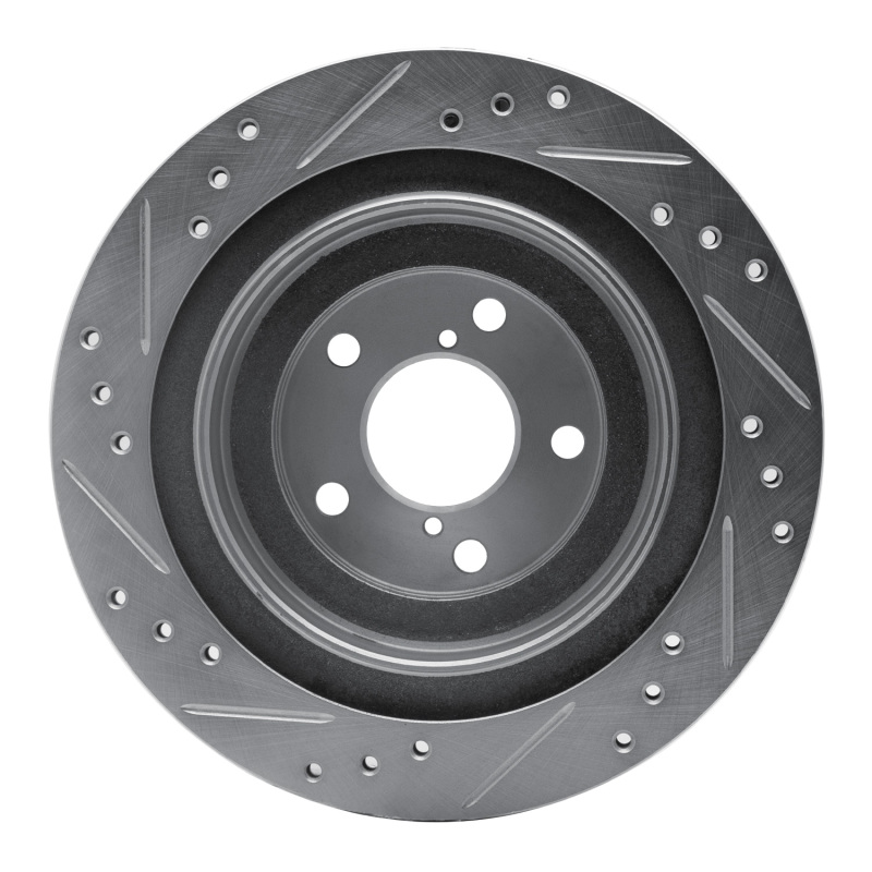 Subaru Impreza Brake Rotor (1) - Rear Right - R1 Concepts - Drilled & Slotted - Silver - `05-`09